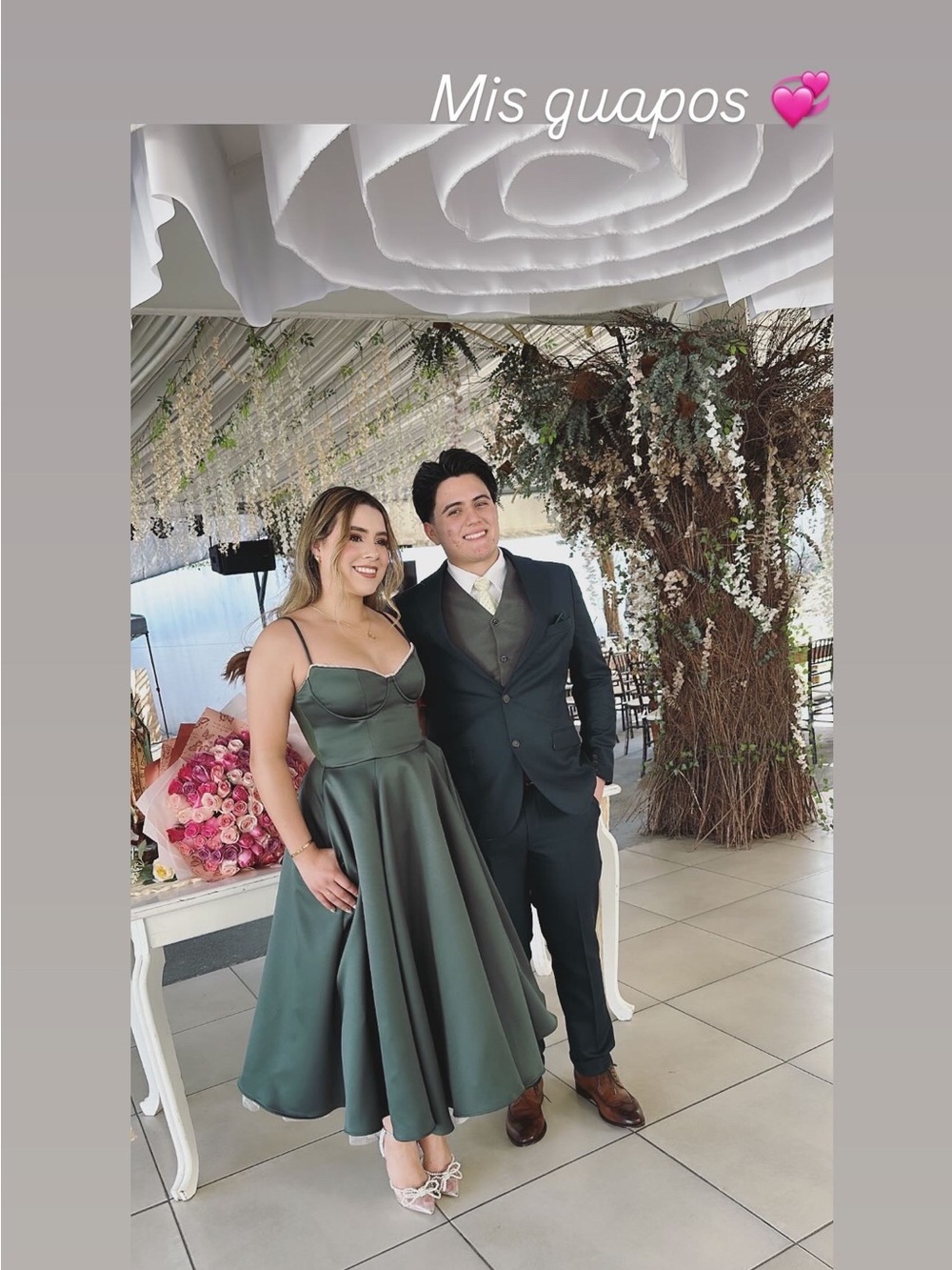 House of CB Dark Green Midi Fit-and-Flare Dress - Picture 3 of 6